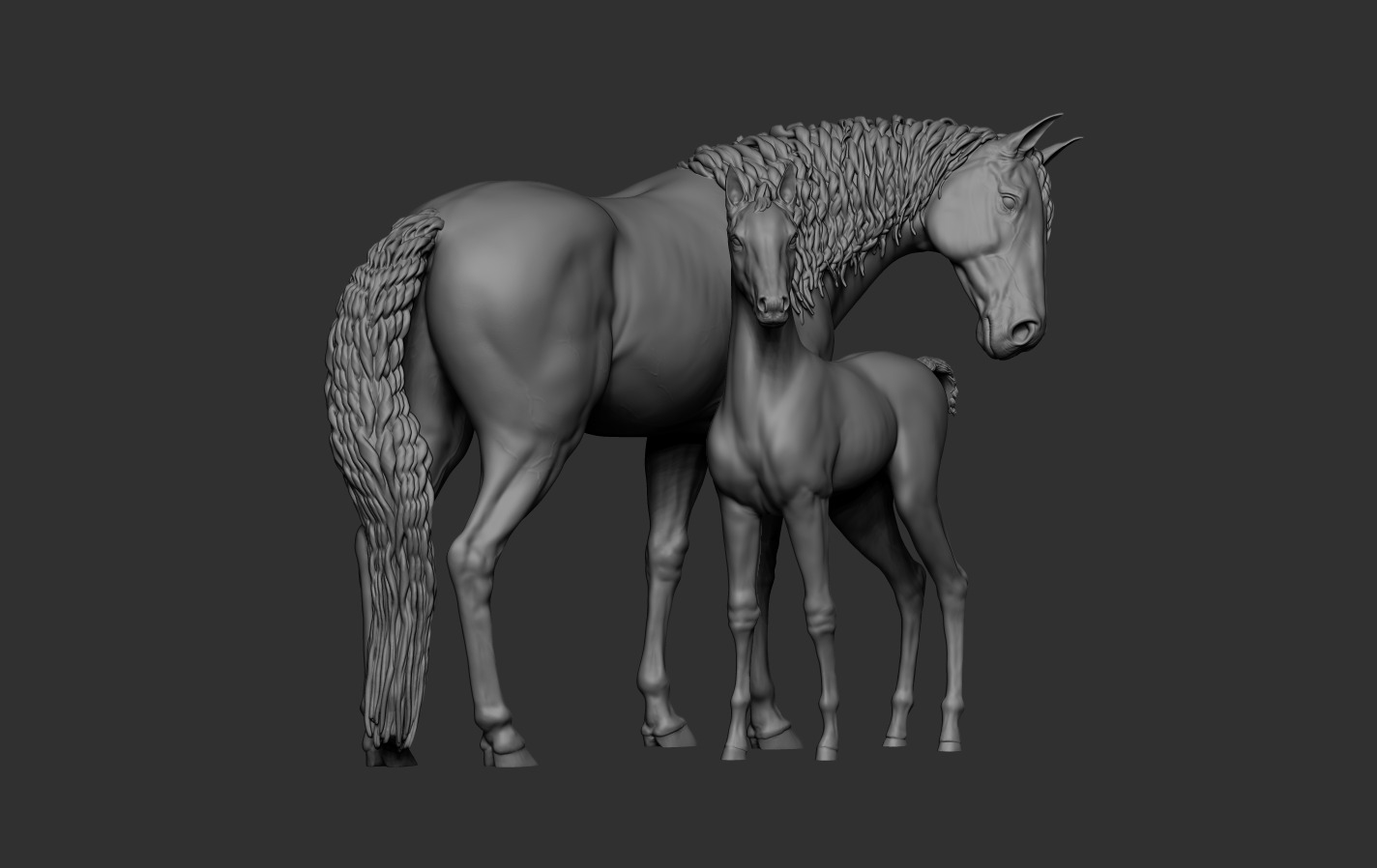 Mare and Foal 3D print model_16