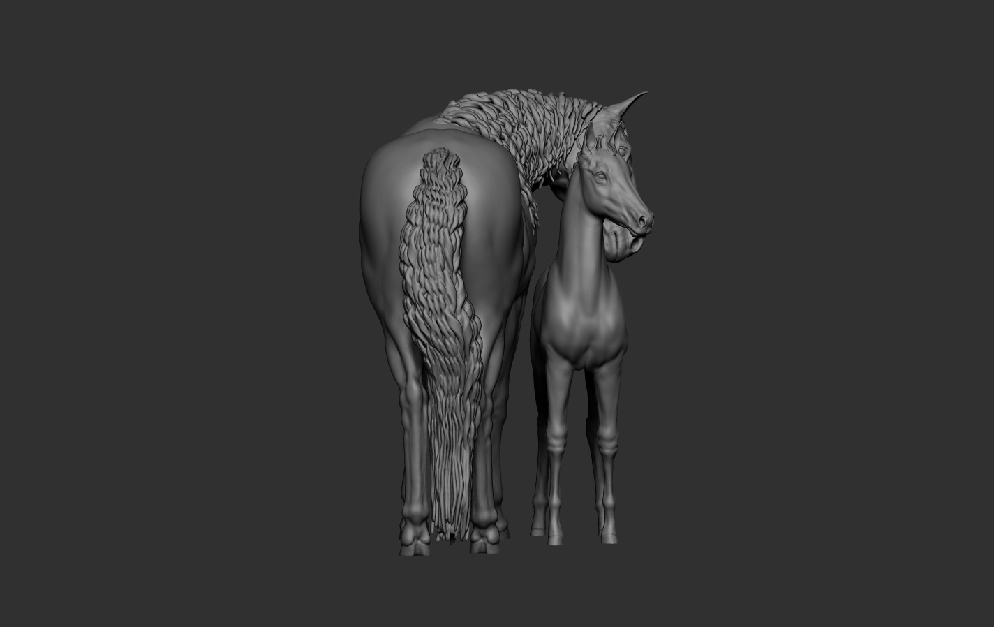 Mare and Foal 3D print model_15