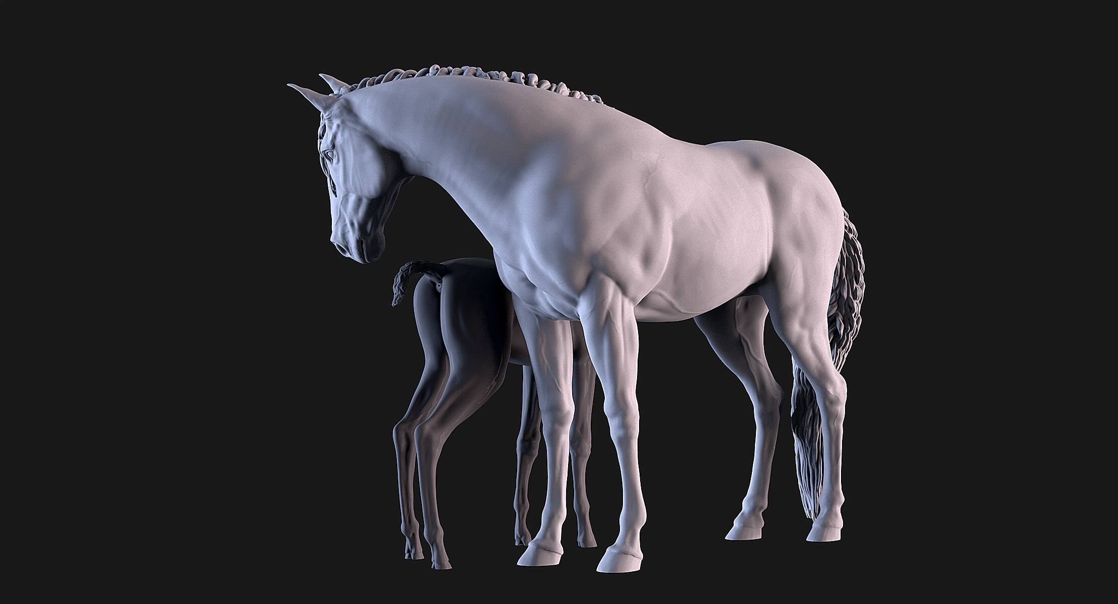 Mare and Foal 3D print model_4