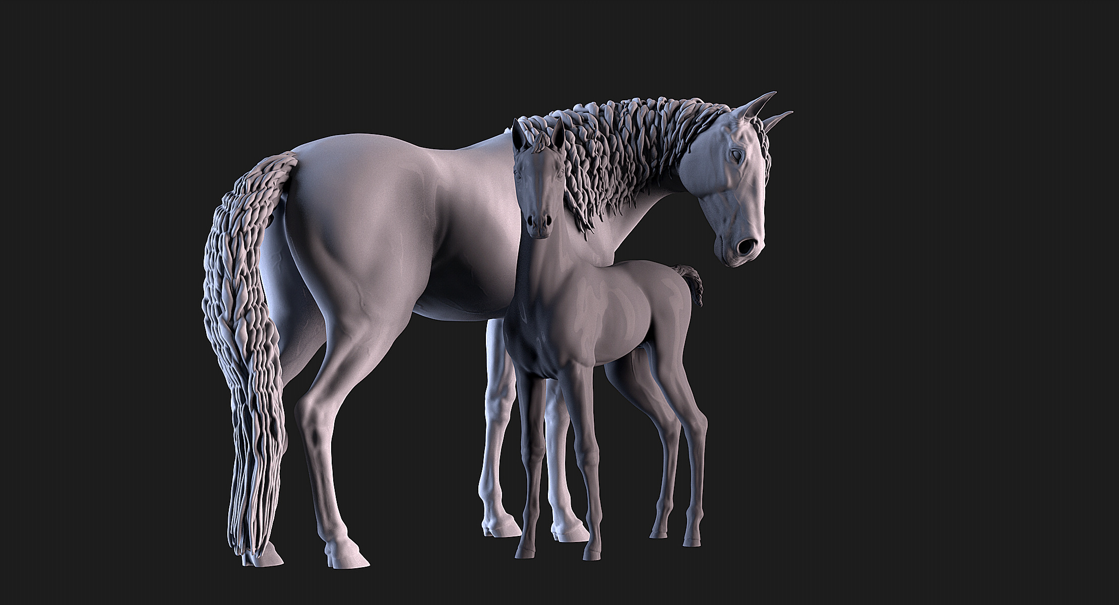 Mare and Foal 3D print model_8