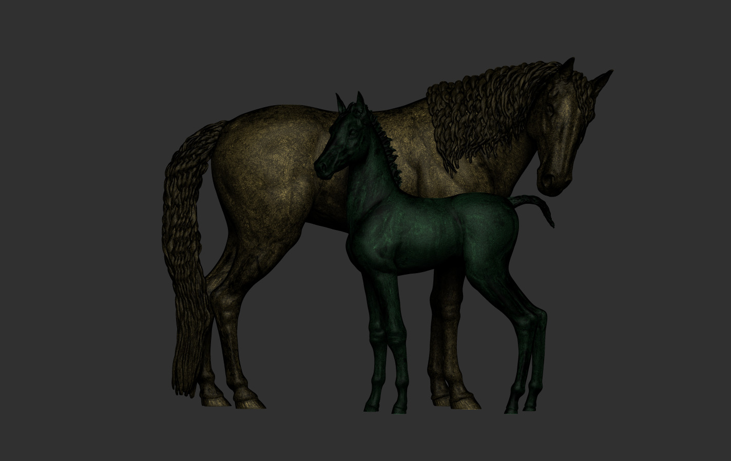 Mare and Foal 3D print model_18