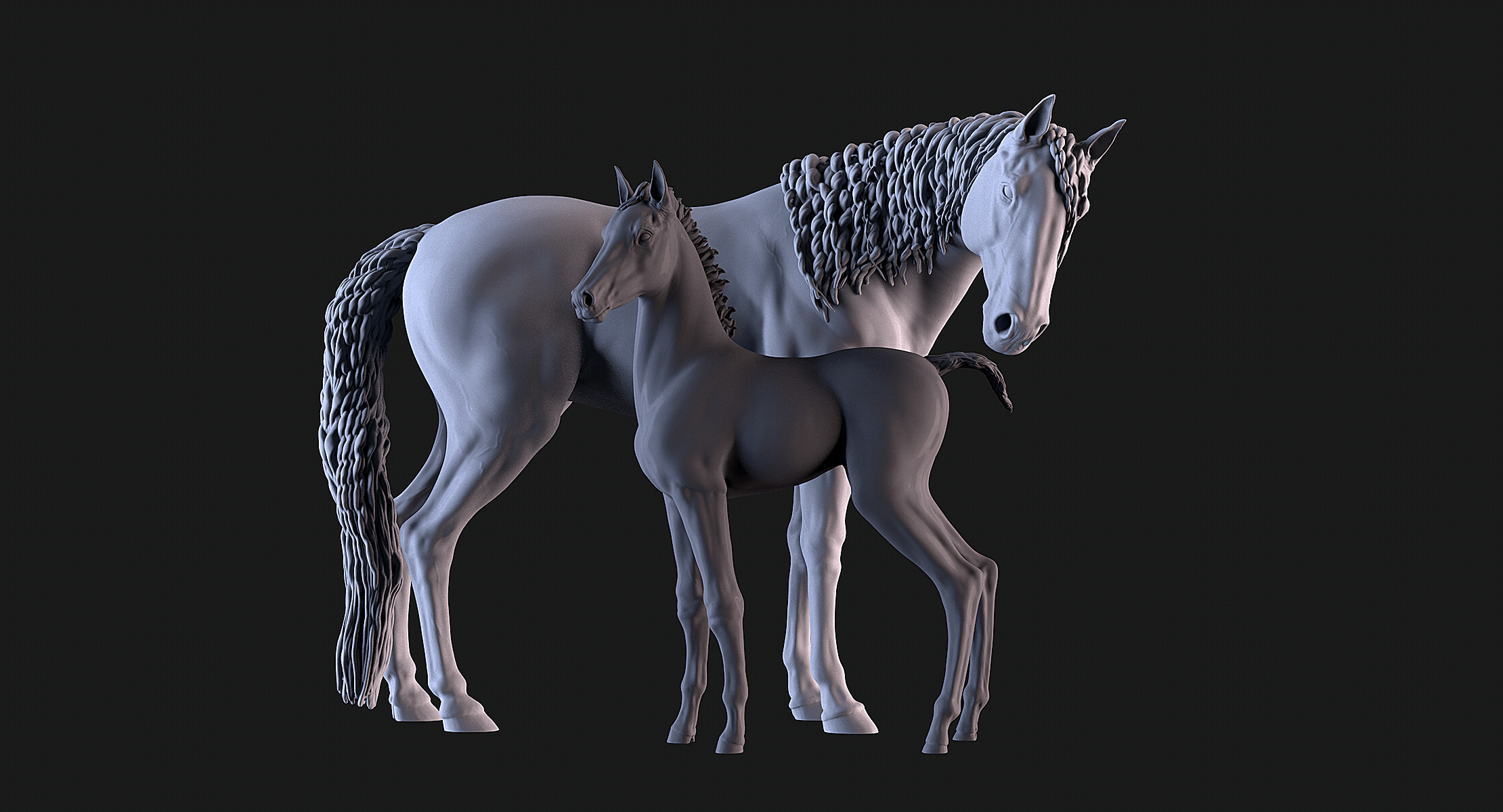 Mare and Foal 3D print model_1