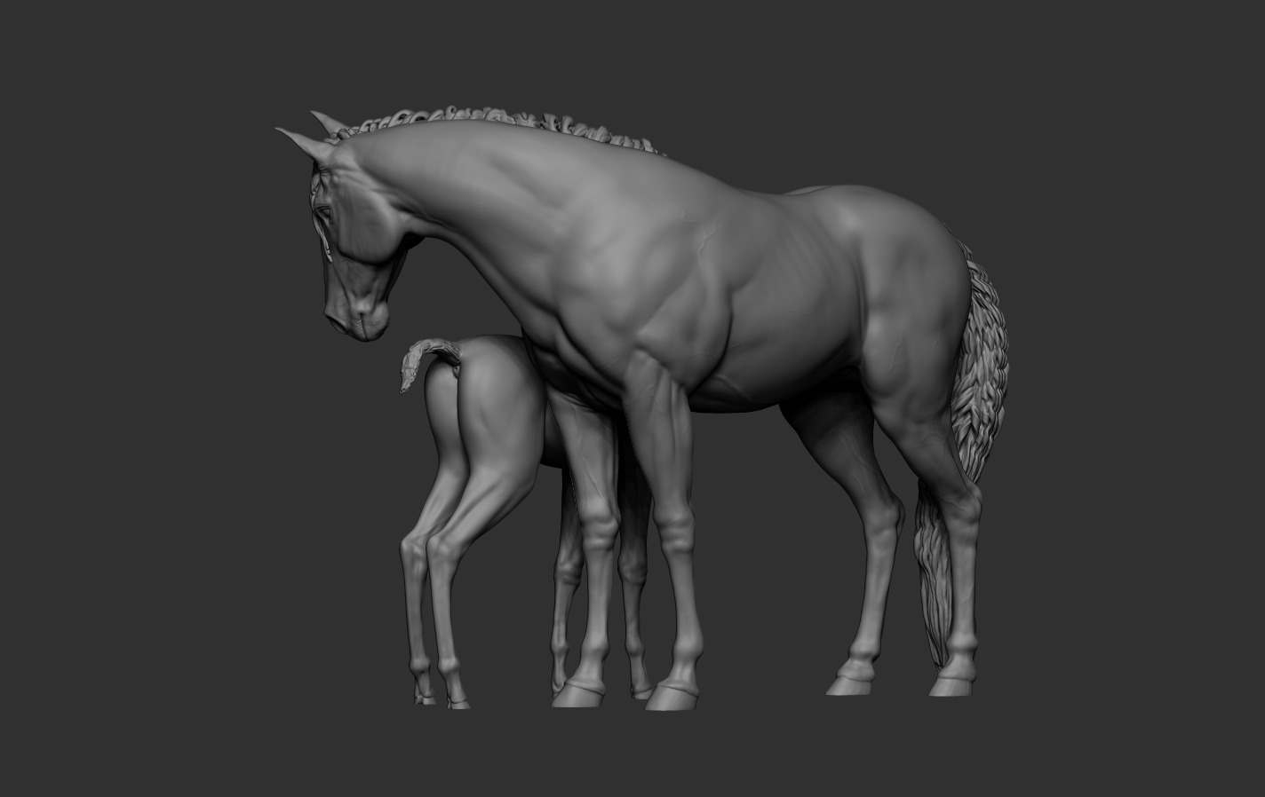 Mare and Foal 3D print model_12