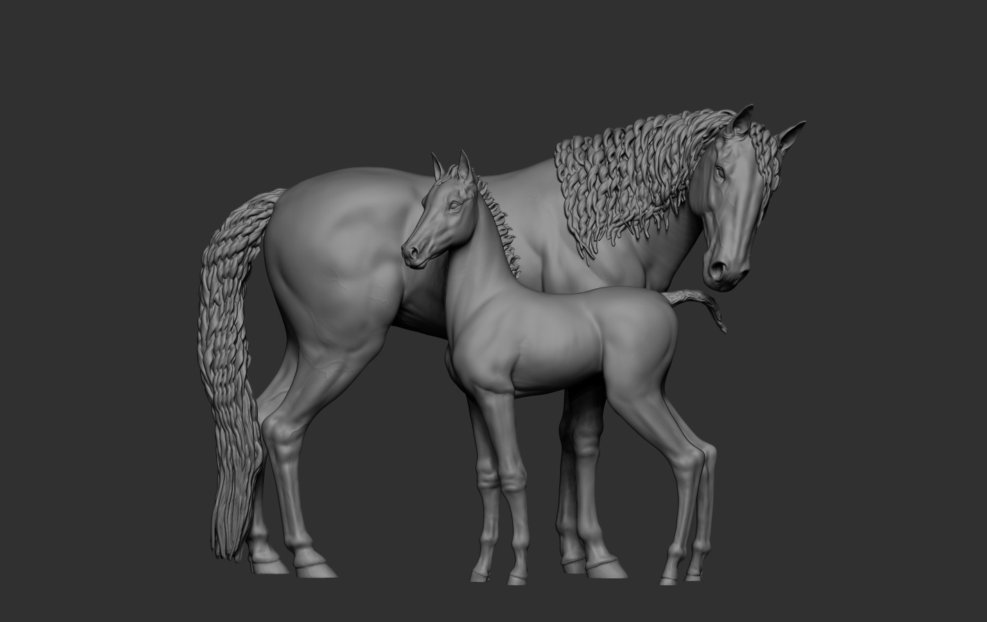 Mare and Foal 3D print model_9