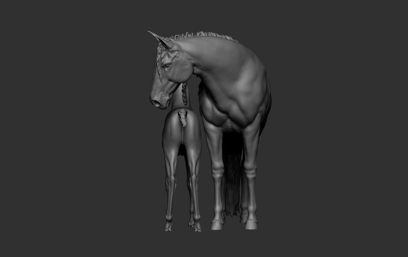 Mare and Foal 3D print model_11
