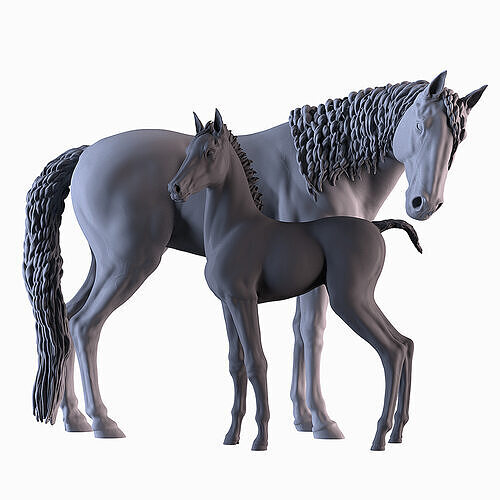 Mare and Foal 3D print model