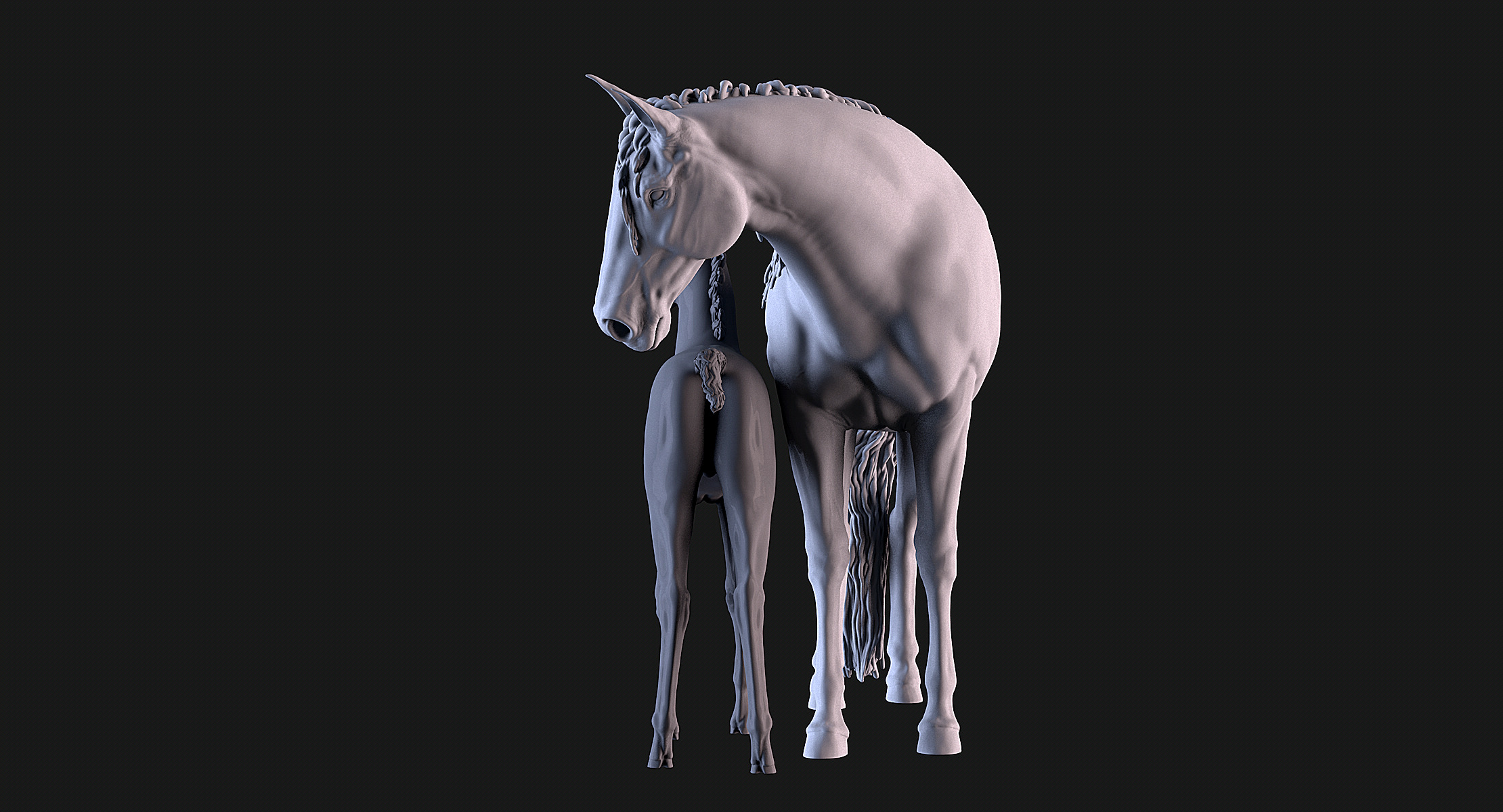 Mare and Foal 3D print model_3