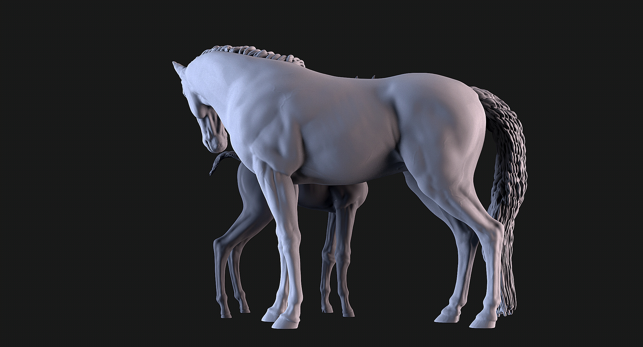 Mare and Foal 3D print model_5