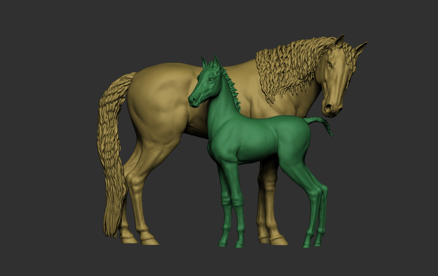 Mare and Foal 3D print model_17