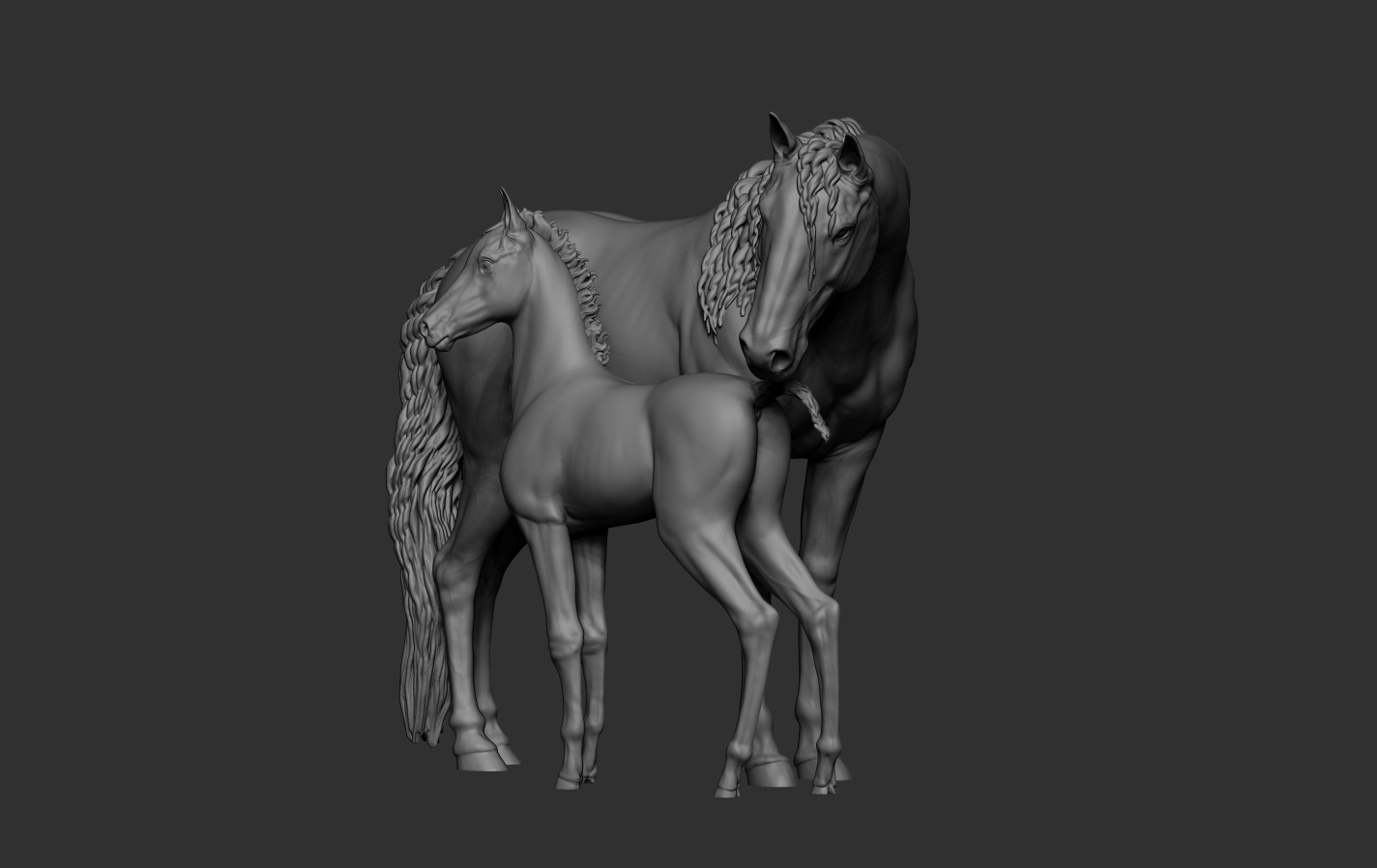 Mare and Foal 3D print model_10
