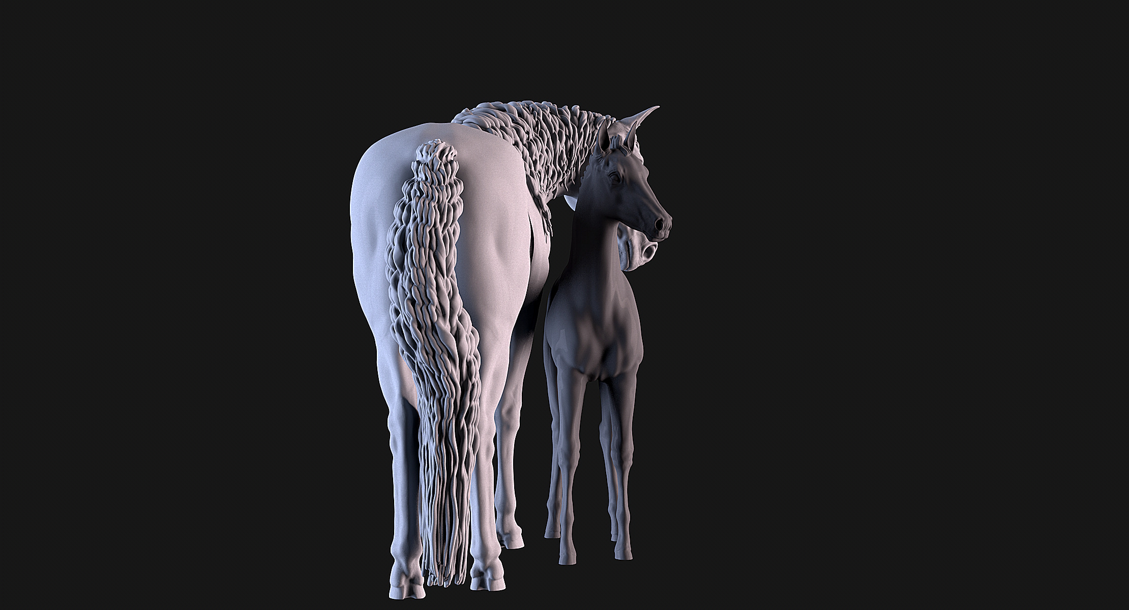 Mare and Foal 3D print model_7