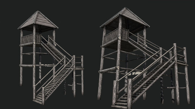 Viking Guard Tower Low-poly 3D model