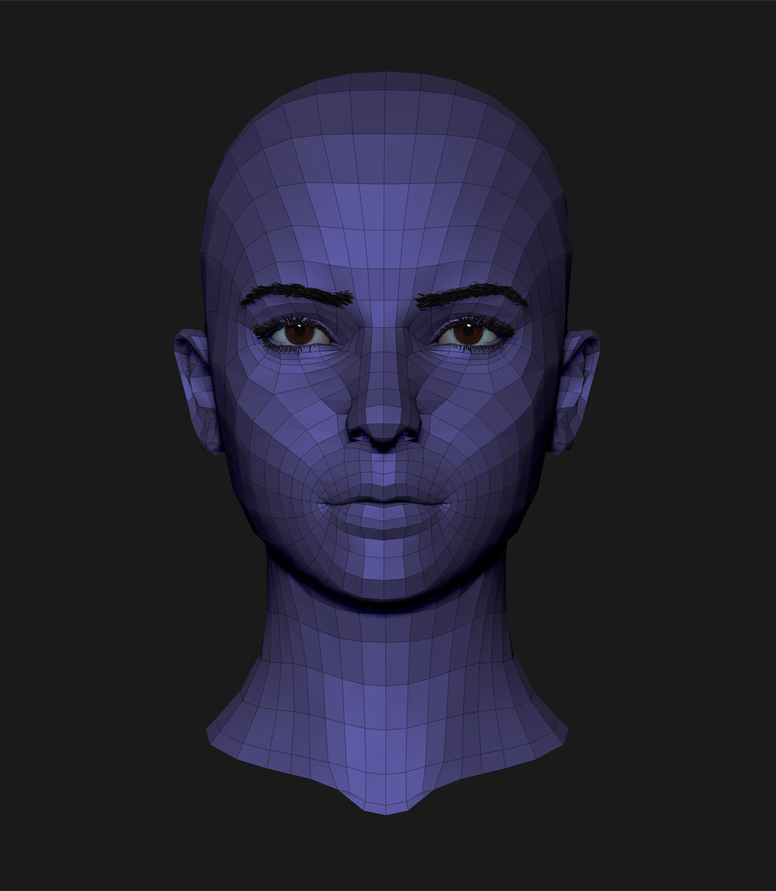 Realistic head cute brunettes girls 3D model_4