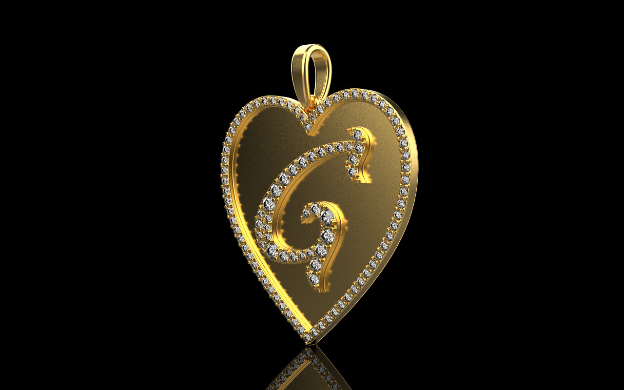 Initial heart pendant model 1181 3D print model_20