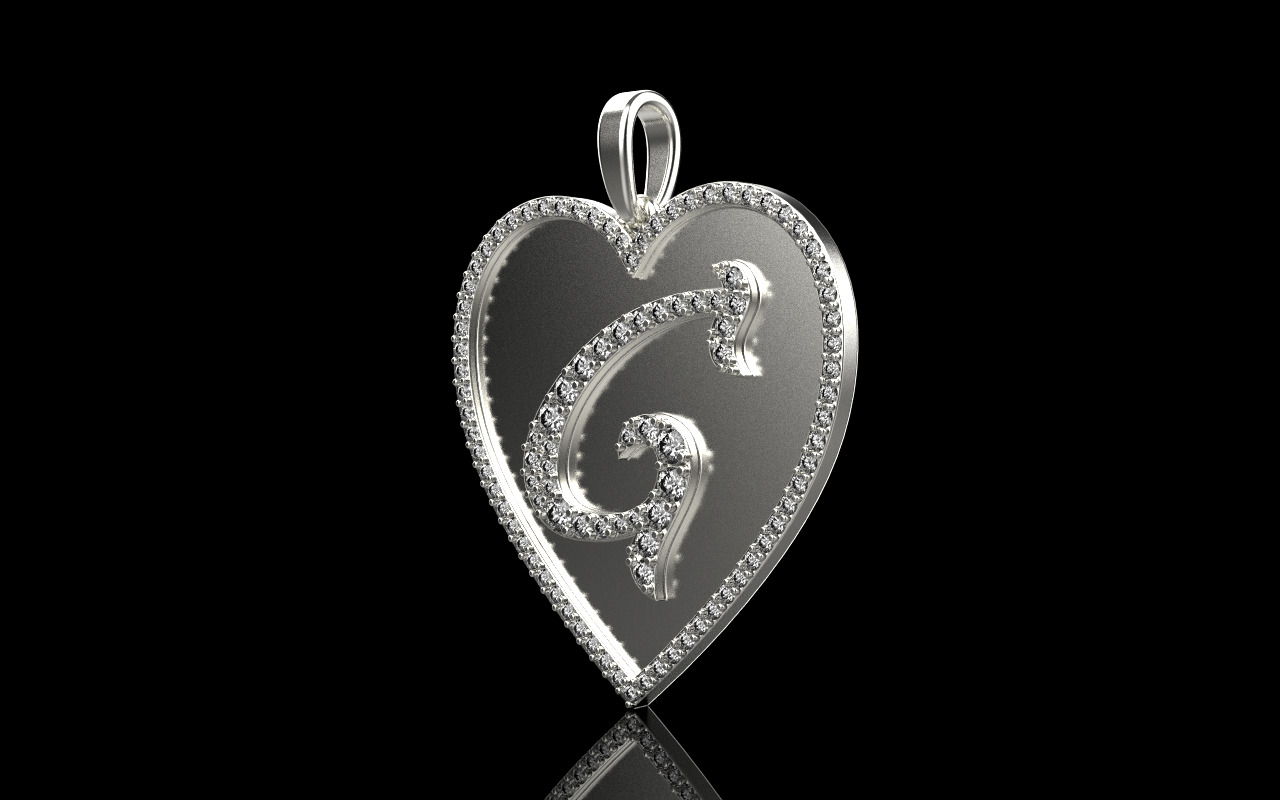 Initial heart pendant model 1181 3D print model_25