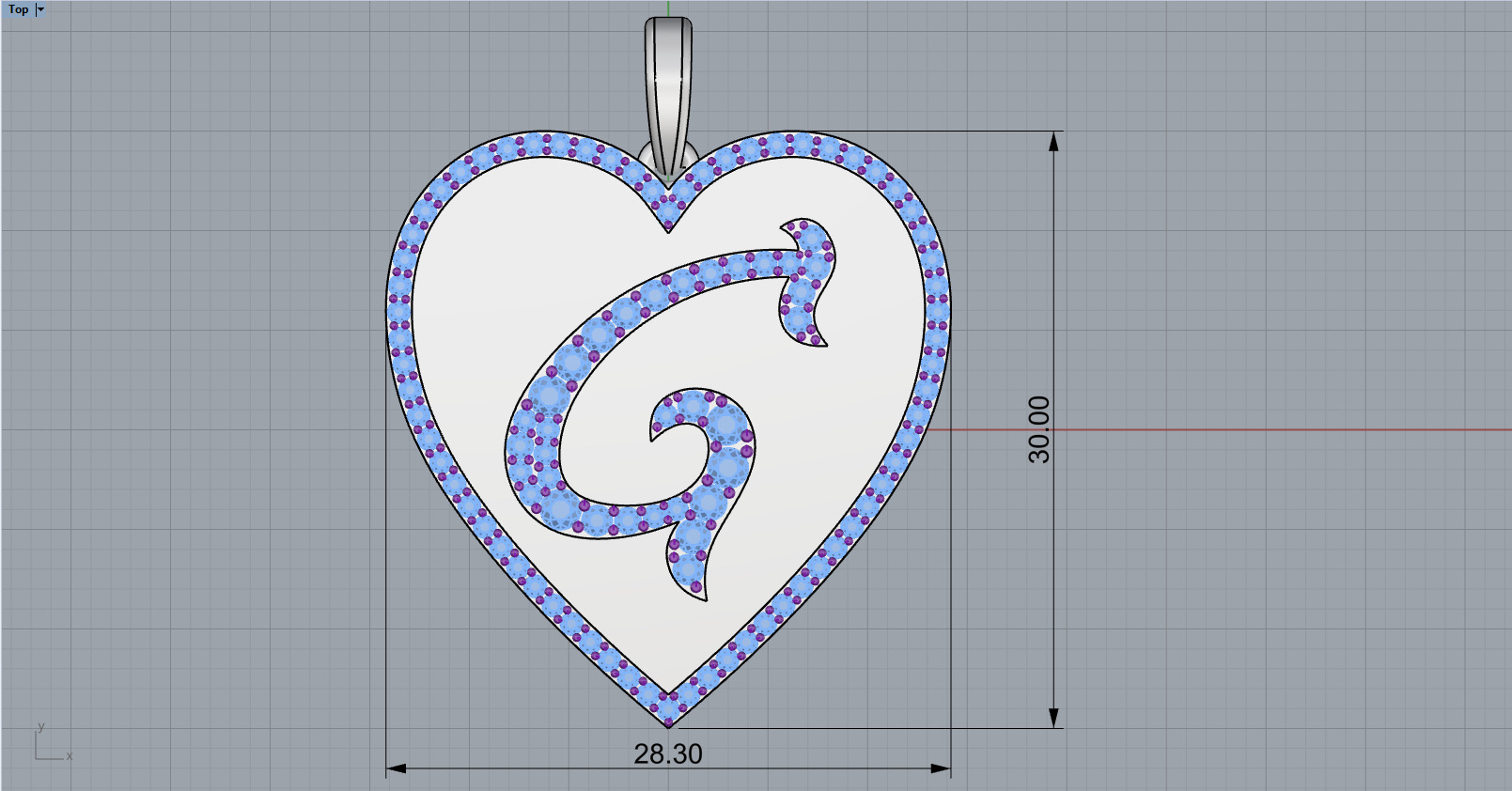 Initial heart pendant model 1181 3D print model_6