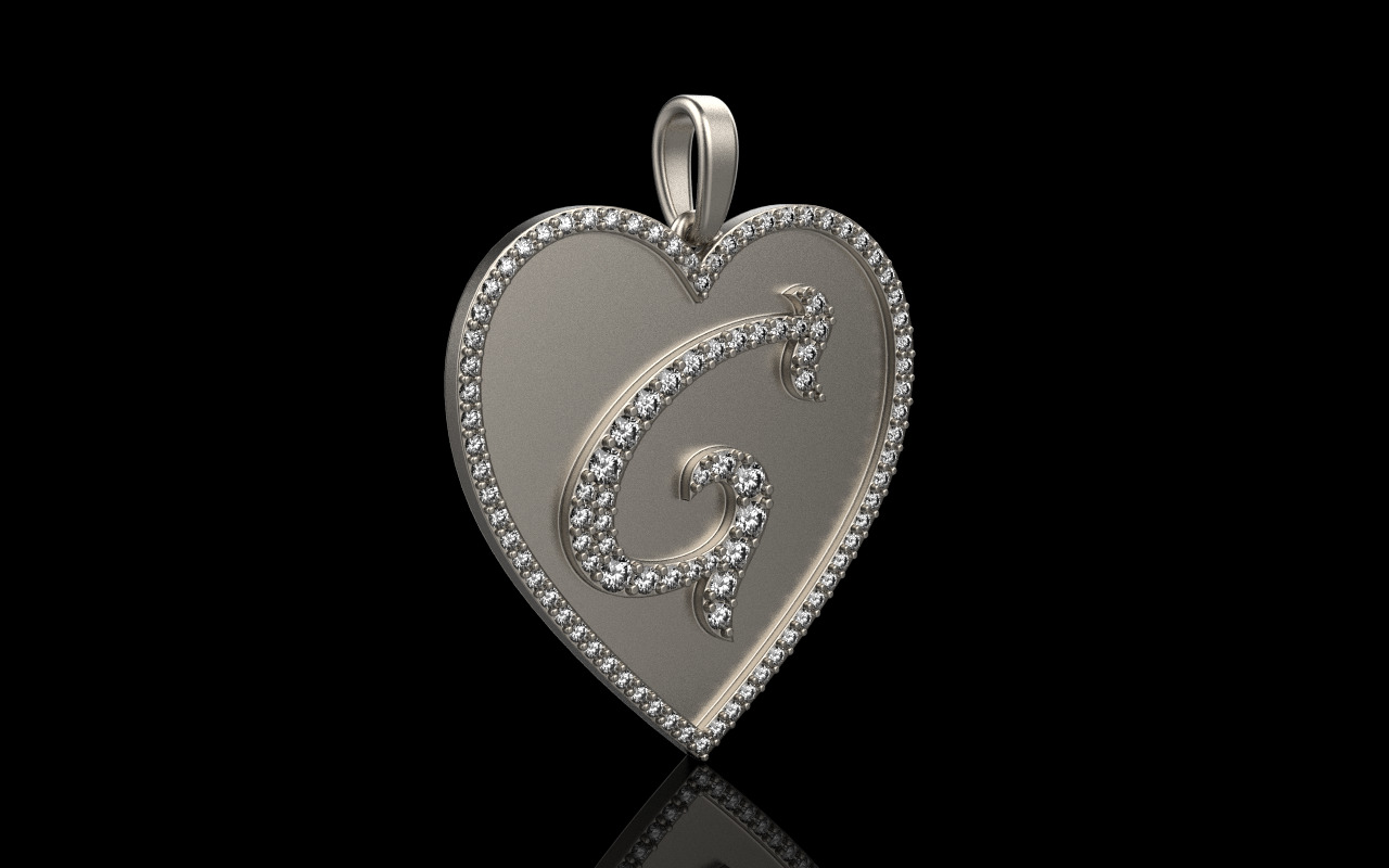 Initial heart pendant model 1181 3D print model_19