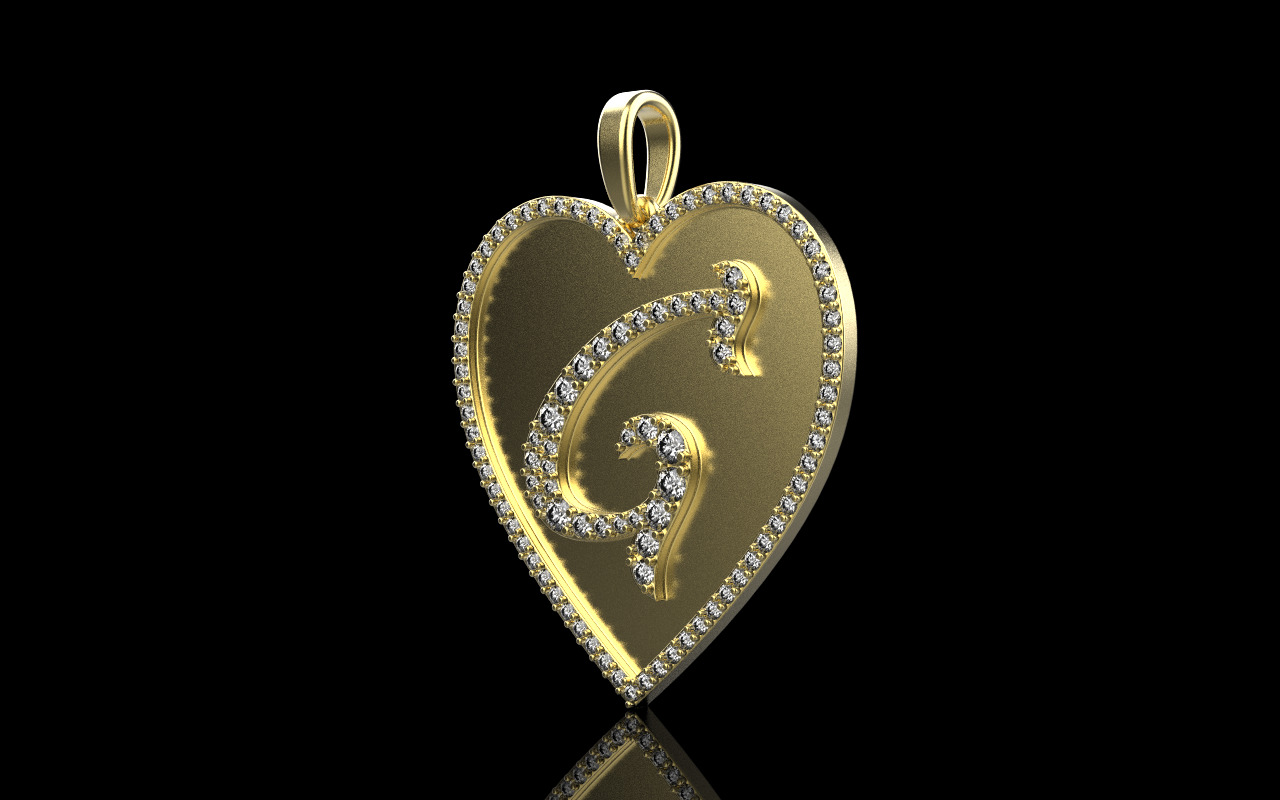 Initial heart pendant model 1181 3D print model_22