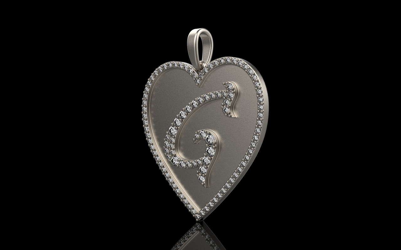 Initial heart pendant model 1181 3D print model_23