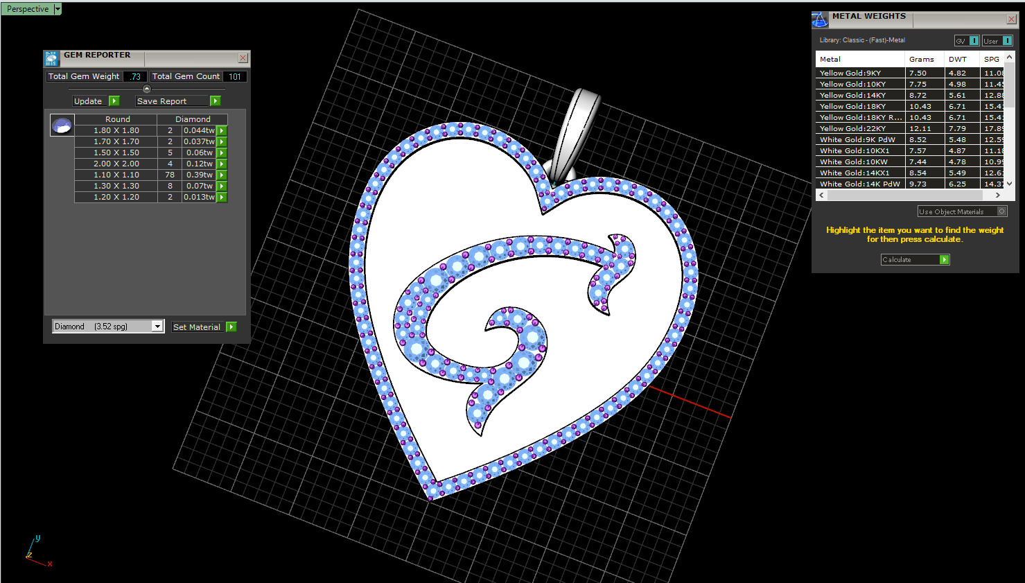 Initial heart pendant model 1181 3D print model_4
