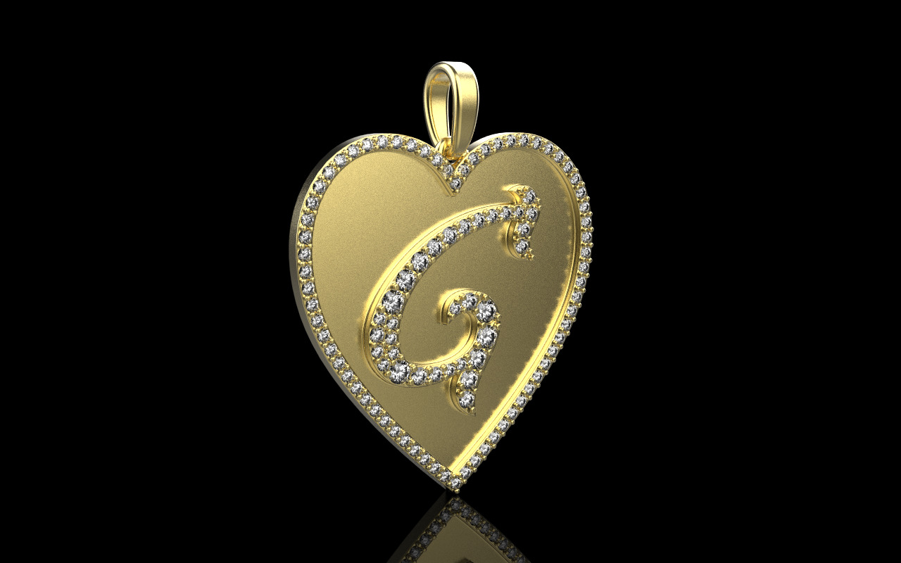 Initial heart pendant model 1181 3D print model_18