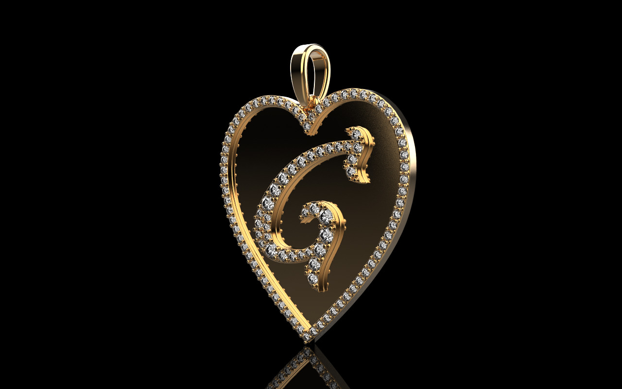 Initial heart pendant model 1181 3D print model_1