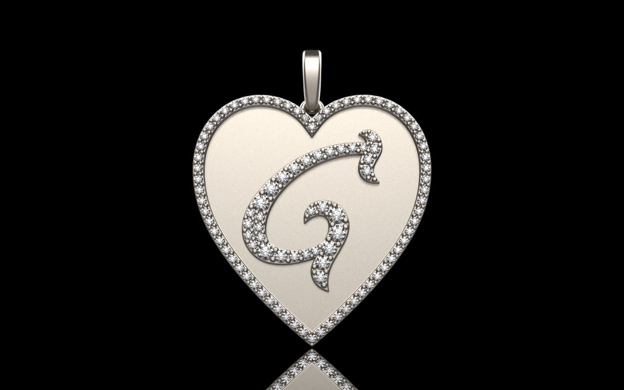 Initial heart pendant model 1181 3D print model_14