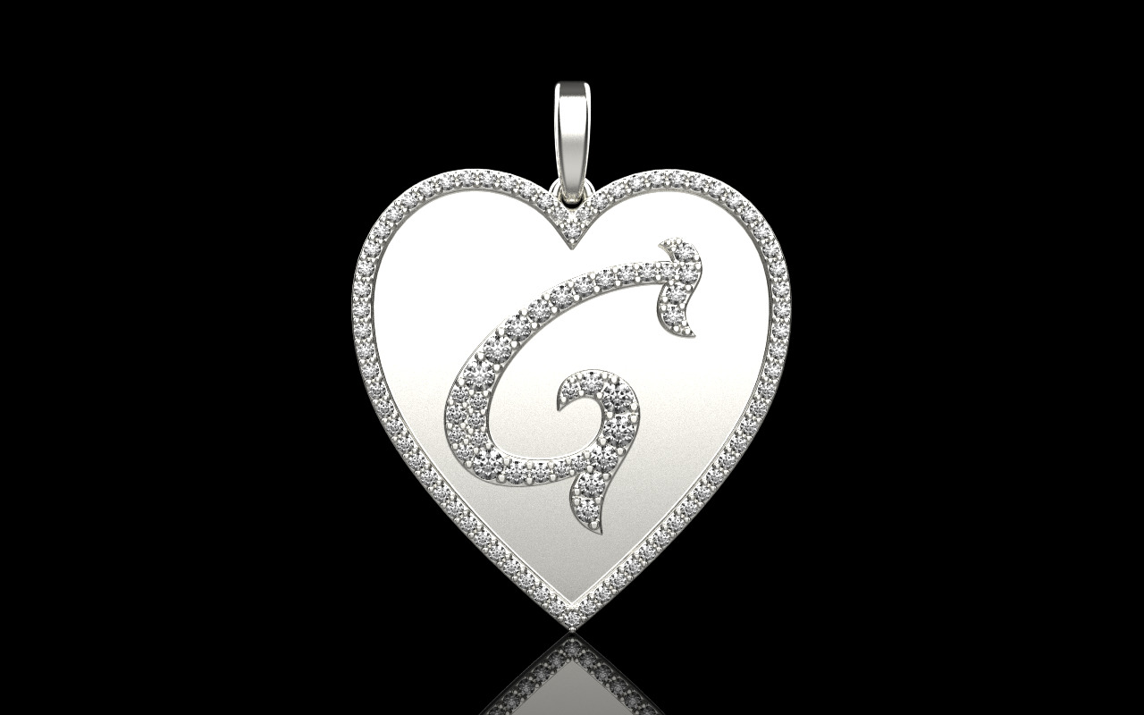 Initial heart pendant model 1181 3D print model_26
