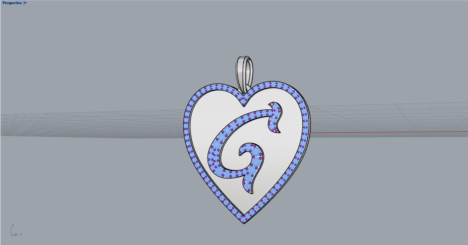 Initial heart pendant model 1181 3D print model_9
