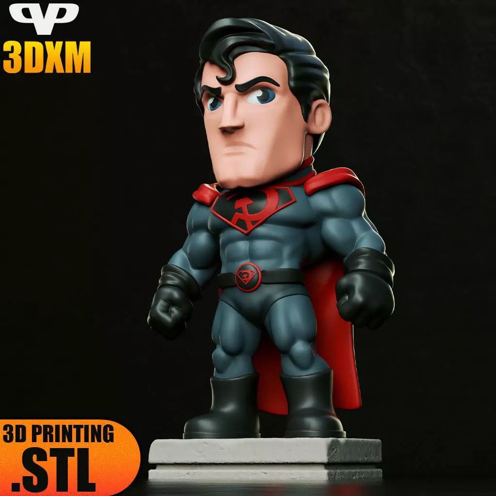 Superman Red Son Chibi STL for 3D Printing 3DXM ChibiSTL 3D print model