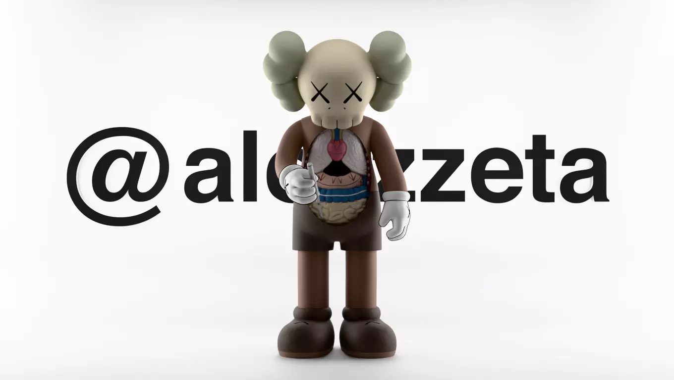 Kaws Hollowed Textured Low-poly 3D model_0
