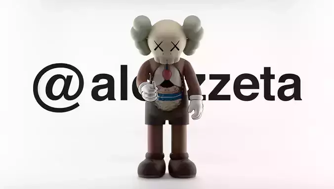 Kaws Hollowed Textured Low-poly 3D model