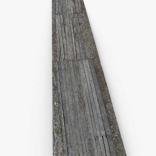 Old Wooden Boardwalk Path on Sand Scan Low-poly 3D model
