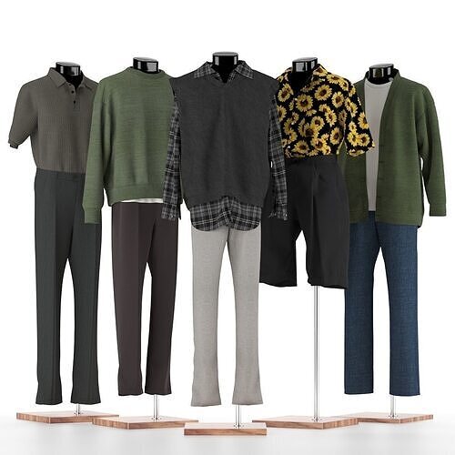 Mannequin set vol 015 Low-poly 3D model