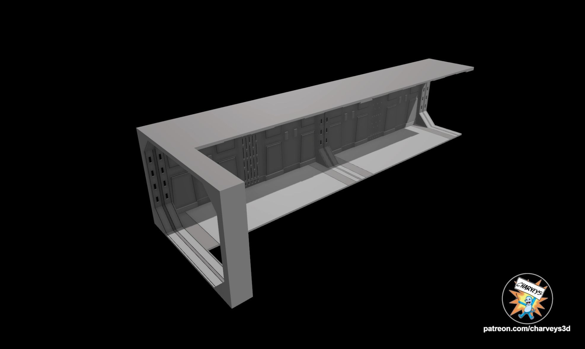 Star Wars Extended Acclamator Corridor for action figures 3D print model_3