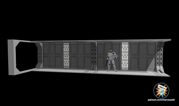 Star Wars Extended Acclamator Corridor for action figures 3D print model
