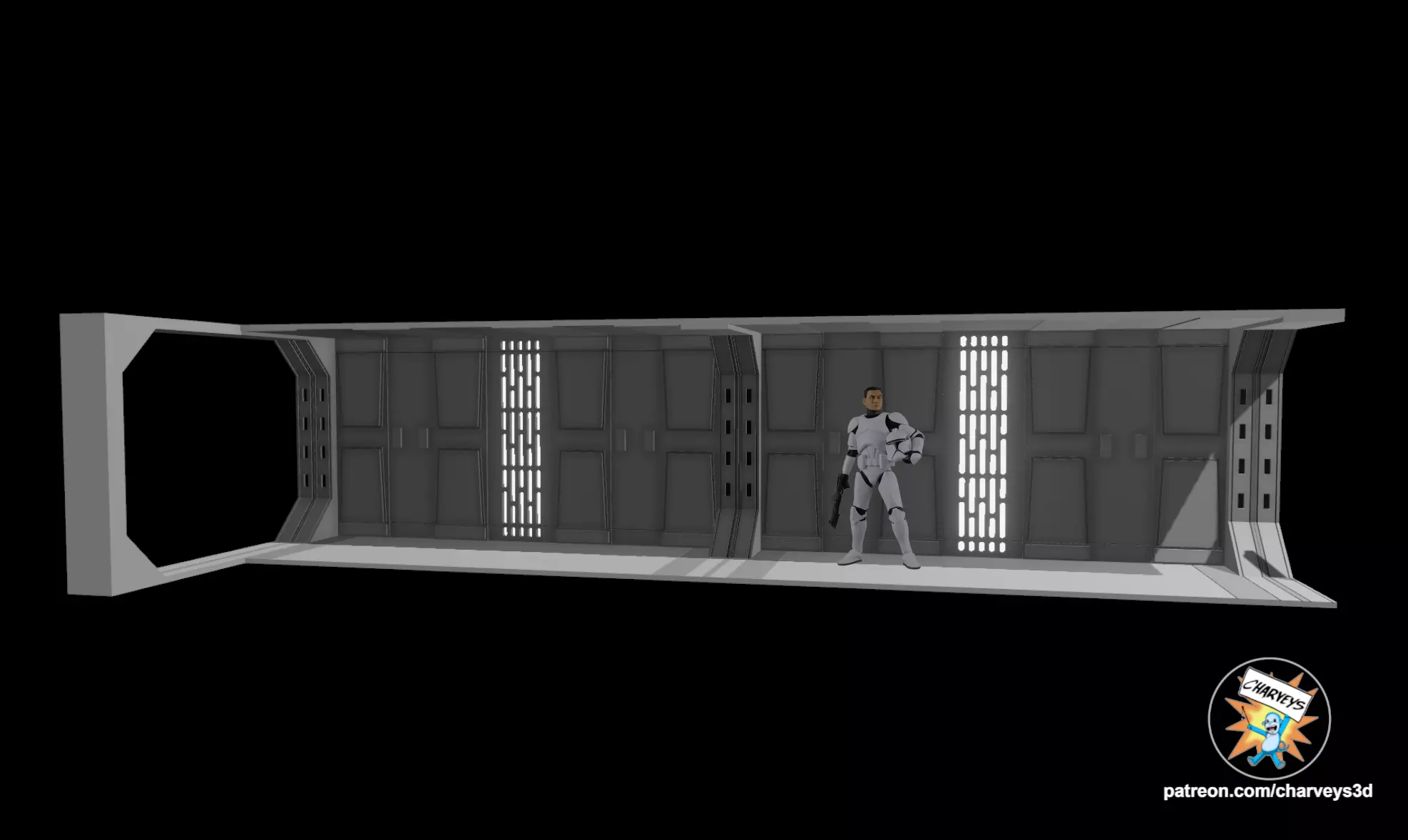 Star Wars Extended Acclamator Corridor for action figures 3D print model_0