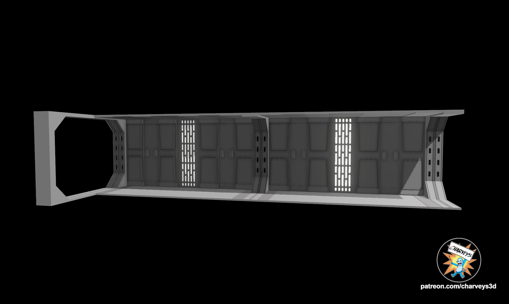 Star Wars Extended Acclamator Corridor for action figures 3D print model_1