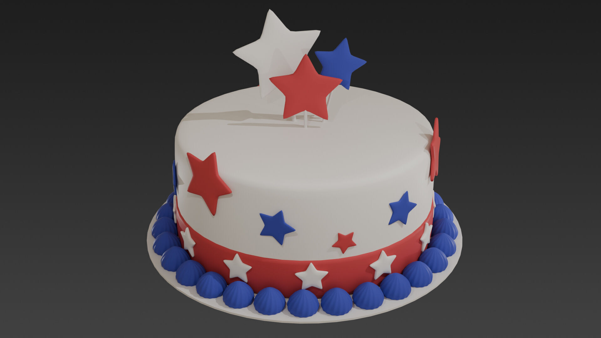 Low-Poly Style Cartoon Fourth of July Pack 3D model_8