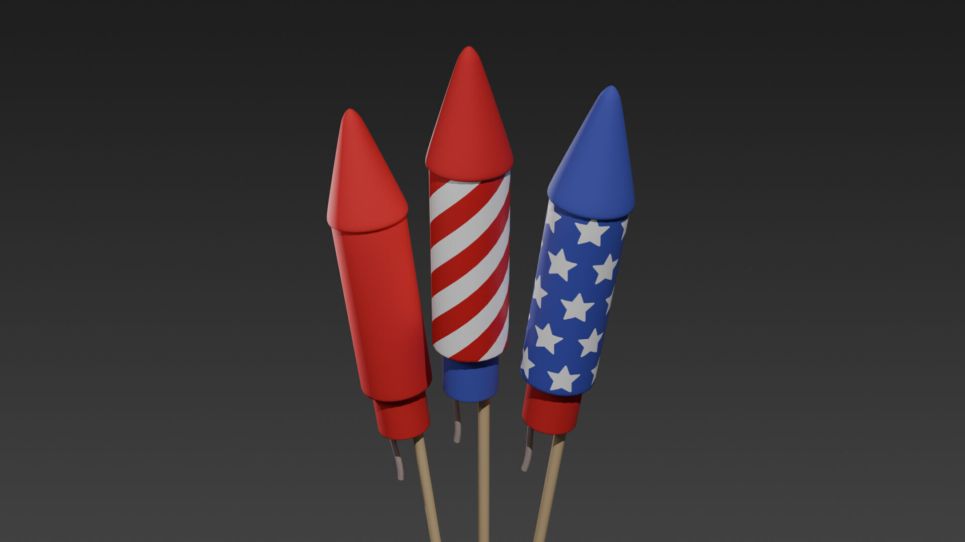 Low-Poly Style Cartoon Fourth of July Pack 3D model_2