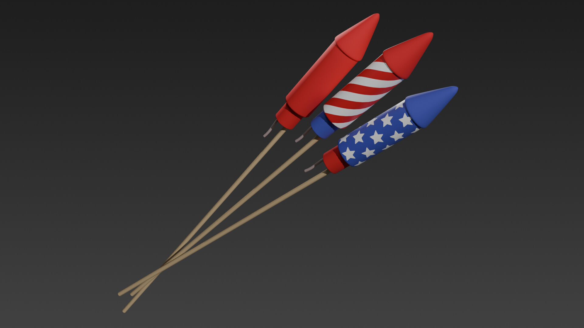 Low-Poly Style Cartoon Fourth of July Pack 3D model_3