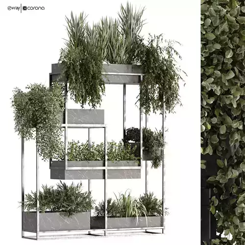 vertical green plant in box set 533 3D model