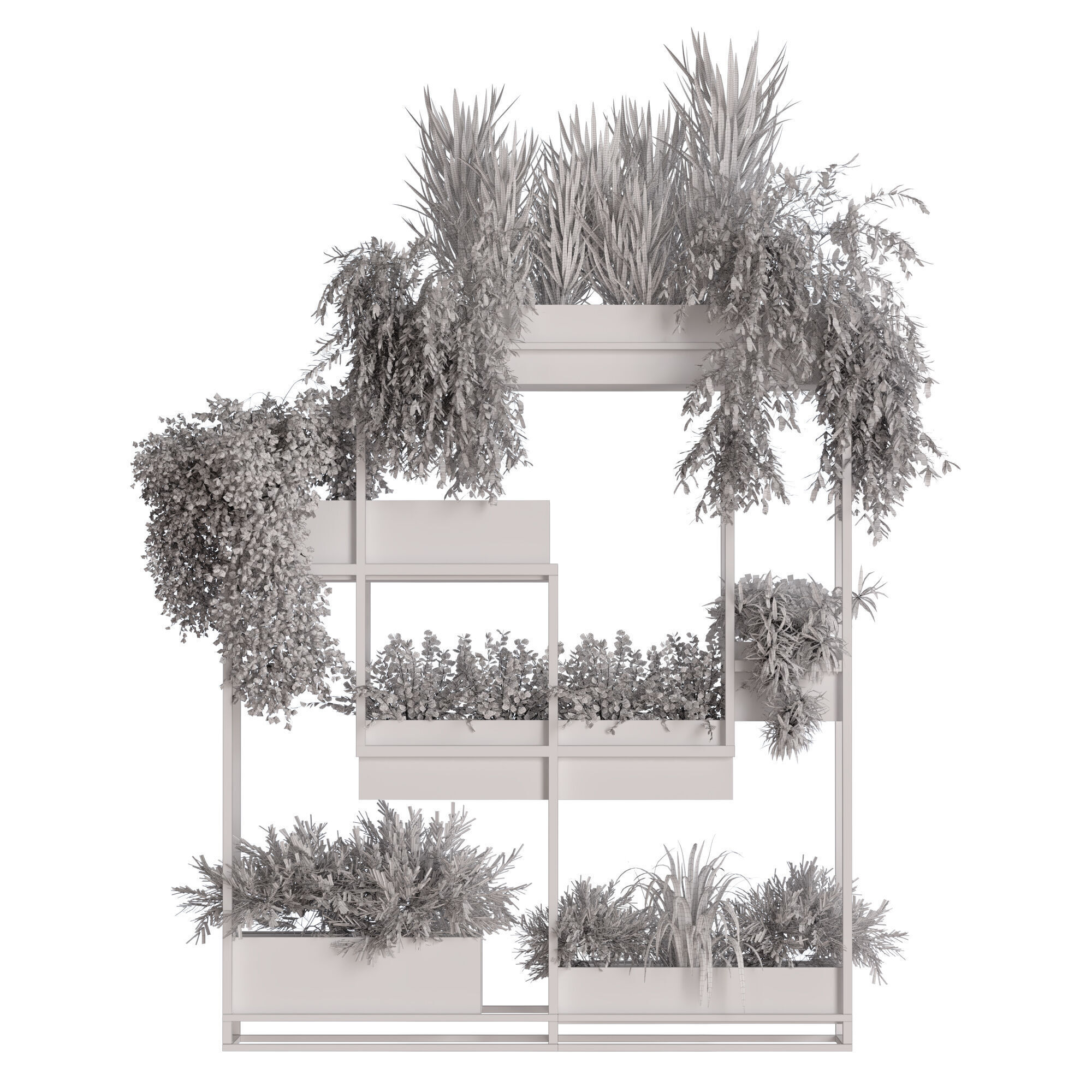 vertical green plant in box set 533 3D model_4