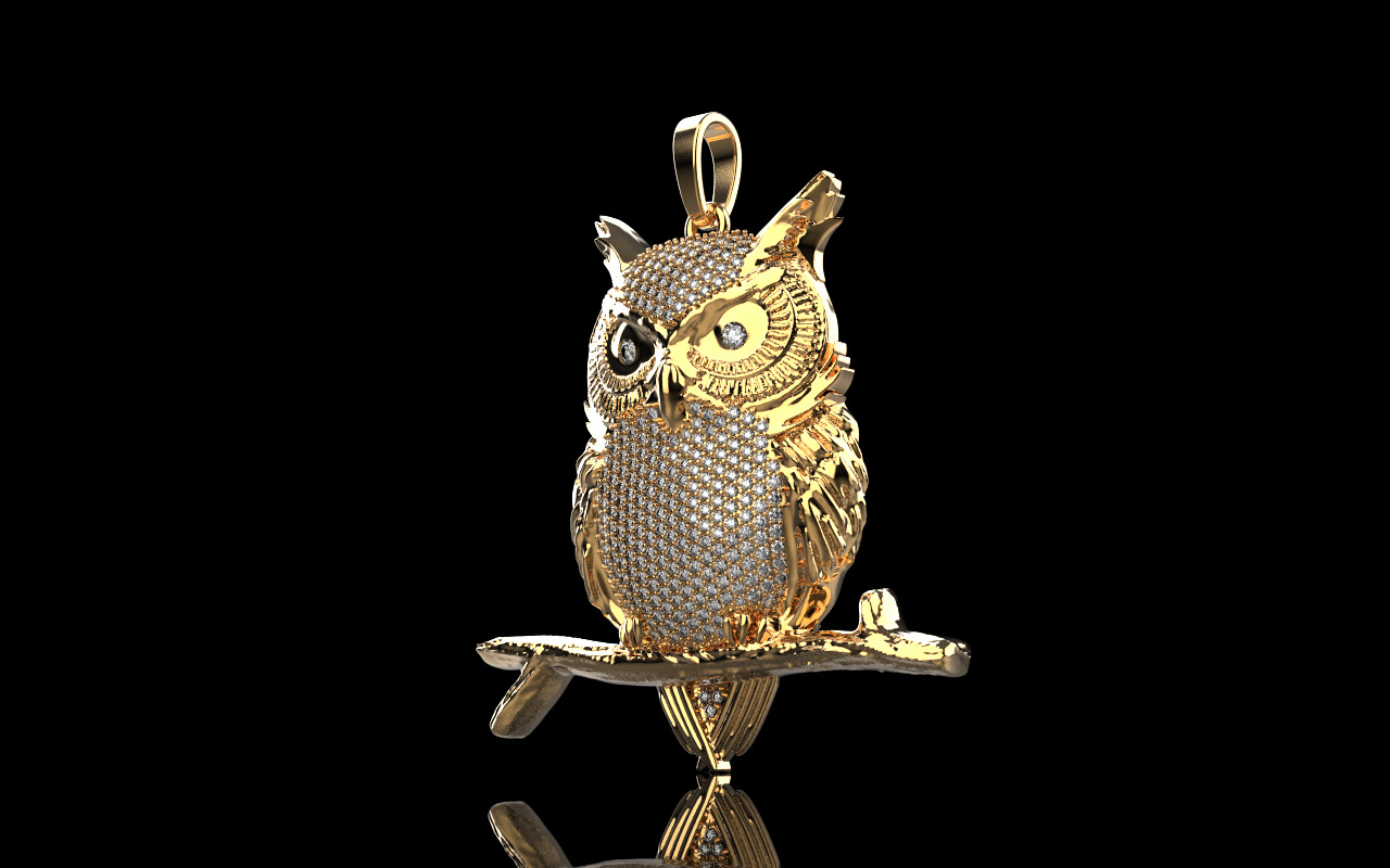 owl pendant model 1270 3D print model_2
