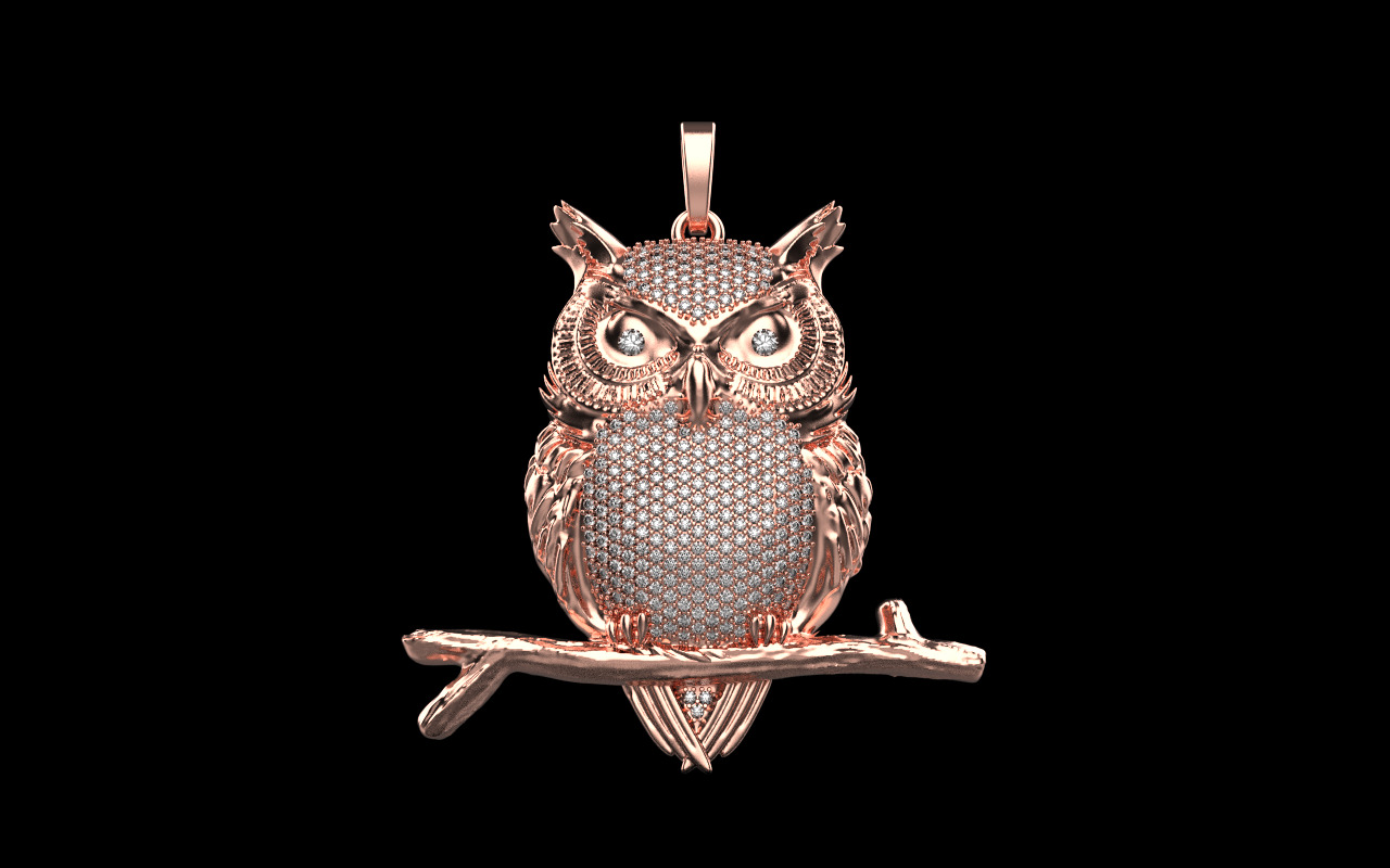 owl pendant model 1270 3D print model_12
