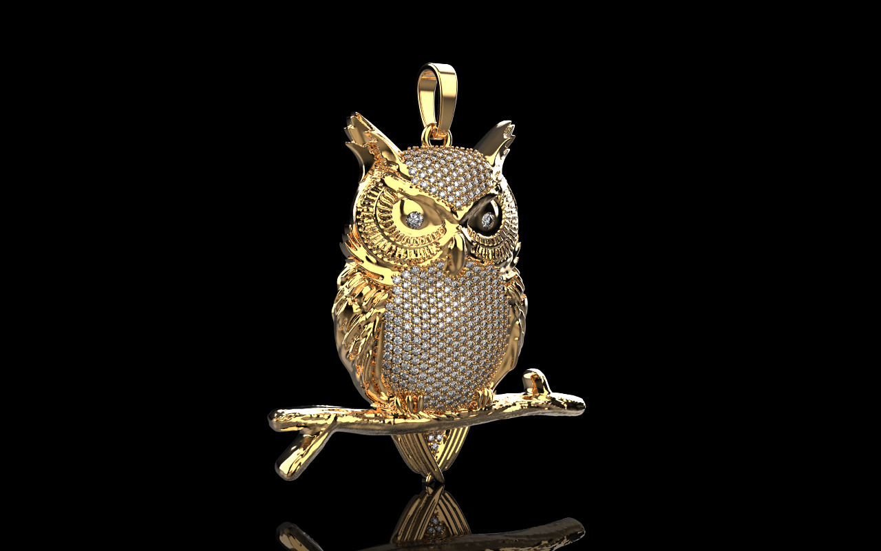 owl pendant model 1270 3D print model_1