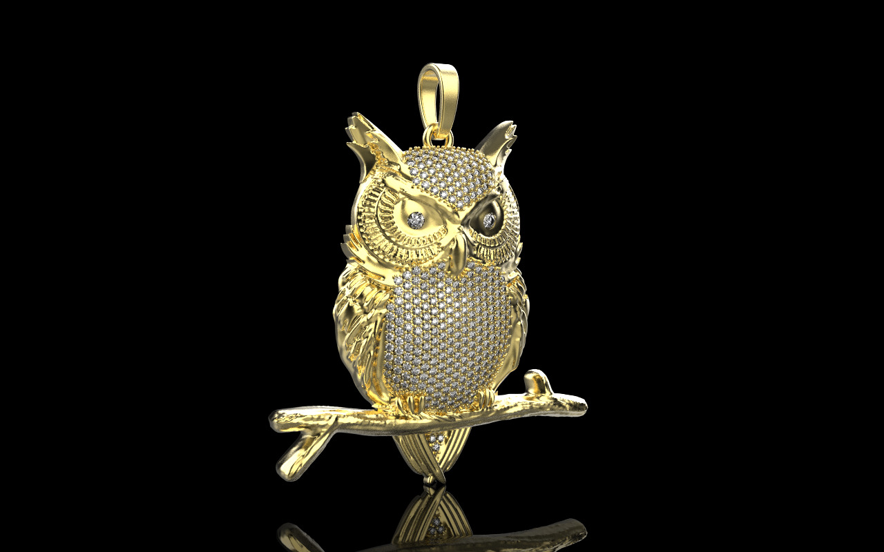 owl pendant model 1270 3D print model_15
