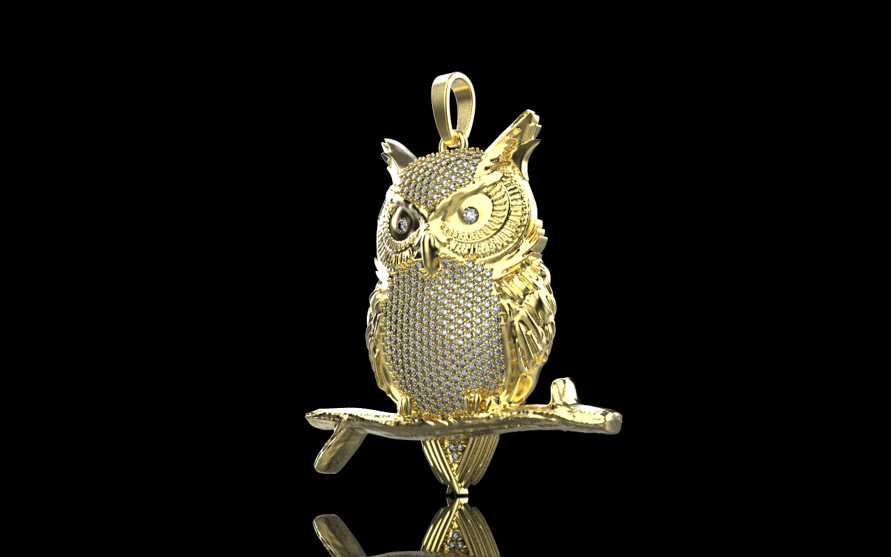 owl pendant model 1270 3D print model_20