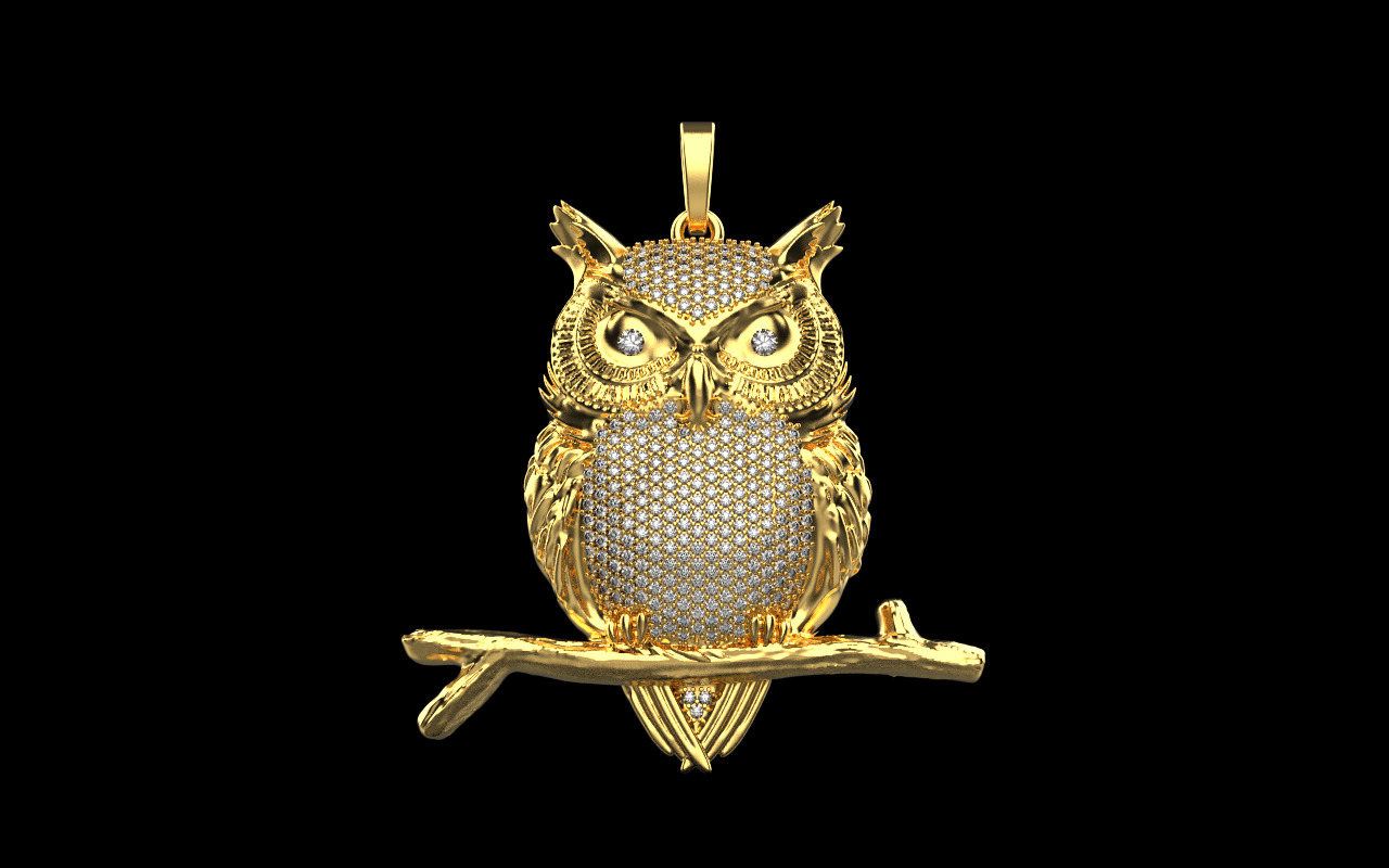 owl pendant model 1270 3D print model_9