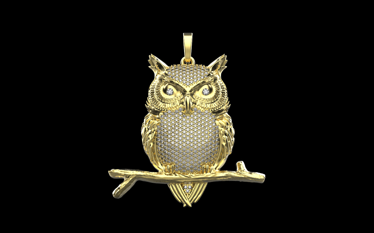 owl pendant model 1270 3D print model_10